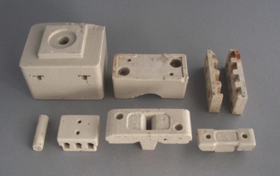 Electrical components; Crown Lynn Technical Ceramics Limited; 1940-1980; 2009.1.1689.1-8