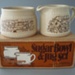 Sugar bowl and jug set with box - bakehouse; Titian Potteries (1965) Limited; 1979-1989; 2008.1.1076.1-3 Sugar bowl and jug set with box - bakehouse; Titian Potteries (1965) Limited; 1979-1989; 2008.1.1076.1-3