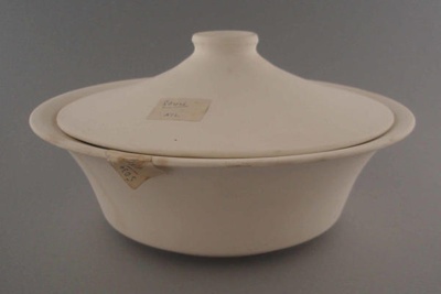 Vegetable bowl and lid - bisque; Crown Lynn Potteries Limited; 1978-1989; 2009.1.773.1-2