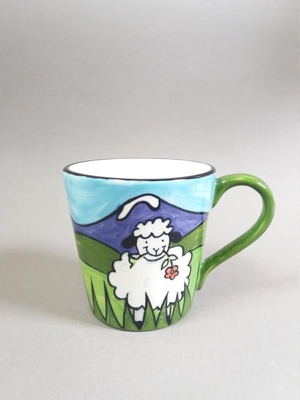 Mug - Smiley Lamb pattern; Studio Ceramics NZ Ltd; 2003-2016; 2017.1.100