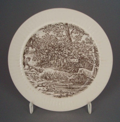 Bread and butter plate - country scene; Crown Lynn Potteries Limited; 1969-1989; 2008.1.1481