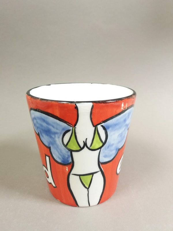 Mug - Godess pattern; Studio Ceramics NZ Ltd; 1999; 2017.1.112