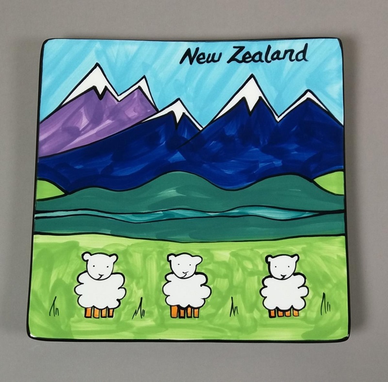Platter - New Zealand Sheep pattern; Studio Ceramics NZ Ltd; Circa 2007; 2017.1.17