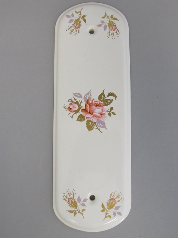 Push plate - Chintz pattern; Crown Lynn Technical Ceramics Limited; 1962-1975; 2016.6.1