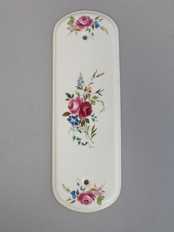 Push plate - Debonair pattern; Crown Lynn Technical Ceramics Limited; 1962-1975; 2016.6.3