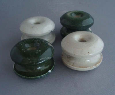 Bobbin insulators; Crown Lynn Technical Ceramics Limited; 1940-1980; 2010.1.12.1-4