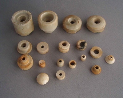 Electrical insulators; Crown Lynn Technical Ceramics Limited; 1940-1980; 2010.1.42.1-18