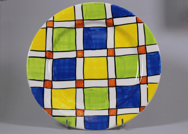 Dinner plate - plaid; Studio Ceramics NZ Ltd; 2017.1.188
