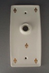 Door handle finger plate - Fleur de lis; Crown Lynn Technical Ceramics Limited; 1967-1987; 2008.1.1343