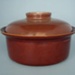 Casserole and lid - Pioneer pattern; Crown Lynn Potteries Limited; 1979-1989; 2008.1.553.1-2
