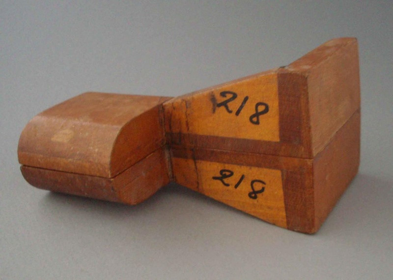 Wooden pattern - flatware pushrod bracket; Unknown; 1950-1985; 2008.1.2470.1-3