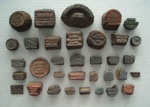 Backstamp fragments; Unknown; 1950-1989; 2009.1.608.1-34