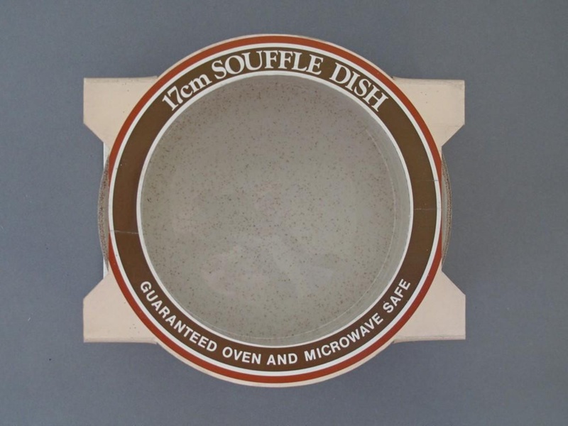 Souffle dish - Homestyle pattern; Crown Lynn Potteries Limited; 1986-1989; 2015.1.41.1-2
