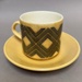 Cup with geometric design and matching saucer.; Crown Lynn Potteries Limited; 1970s; 2016.48.81