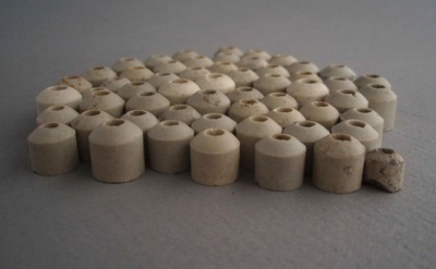 Ceramic bead insulators x57; Crown Lynn Technical Ceramics Limited; 1950-1980; 2009.1.2010
