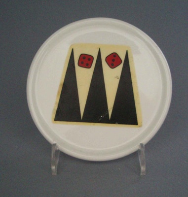 Coaster - backgammon; Crown Lynn Potteries Limited; 1988-1989; 2008.1.2623