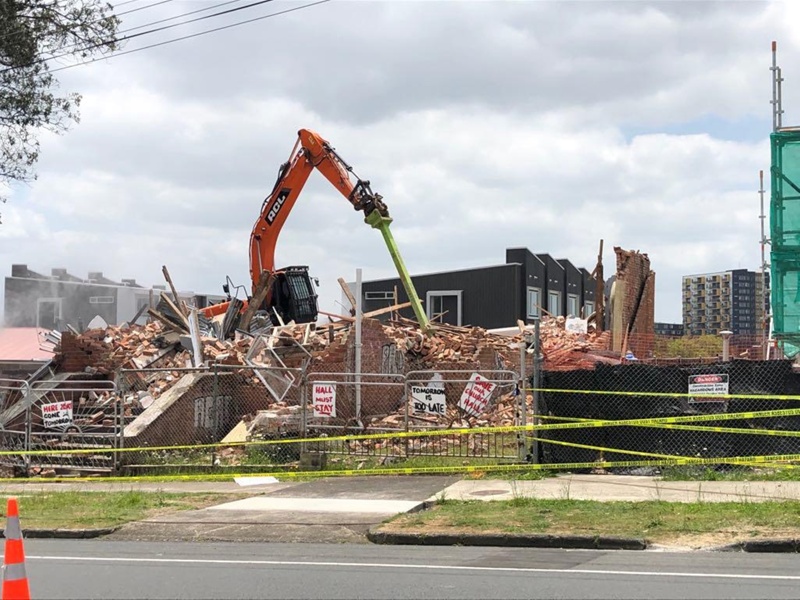 Digital photograph showing the demolition of St Andrews Community Hall; Stephen Green; 27 Nov 2019; 2019.6.4