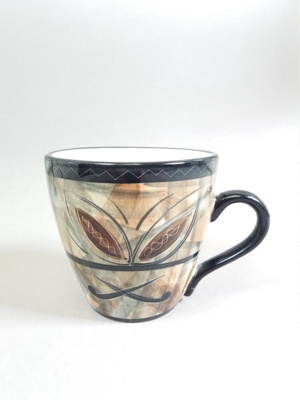 Mug - Tapa pattern; Studio Ceramics NZ Ltd; 2001-2002; 2017.1.64