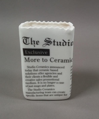 Vase - sample; Studio Ceramics NZ Ltd; 1991-2010; 2017.1.8