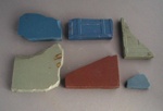 Floor tile fragments; Amalgamated Brick and Pipe Company Limited; 1930-1960; 2009.1.1584.1-6