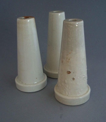 Electrical insulators; Crown Lynn Technical Ceramics Limited; 1940-1980; 2010.1.7.1-3