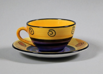 Cup and saucer - Pelorus; Studio Ceramics NZ Ltd; 1995-2017; 2017.1.154