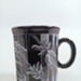 Mug - Black, hexagon shape with white bamboo; Crown Lynn Potteries Limited; 1980s; 2016.48.29
