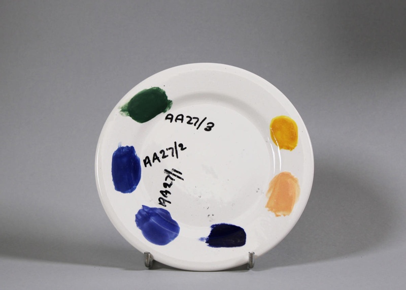 Plate - colour test; Studio Ceramics NZ Ltd; 2017.1.289