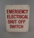 Warning sign - emergency electrical shut off switch; Crown Lynn Potteries Limited; 1950-1975; 2009.1.1444
