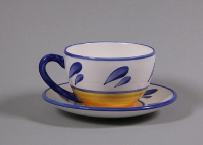 Cup and saucer - Nimes; Studio Ceramics NZ Ltd; 2017.1.186