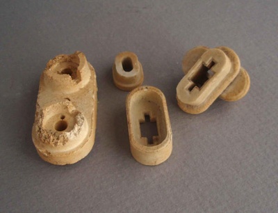 Electrical insulators; Crown Lynn Technical Ceramics Limited; 1940-1980; 2010.1.45.1-4