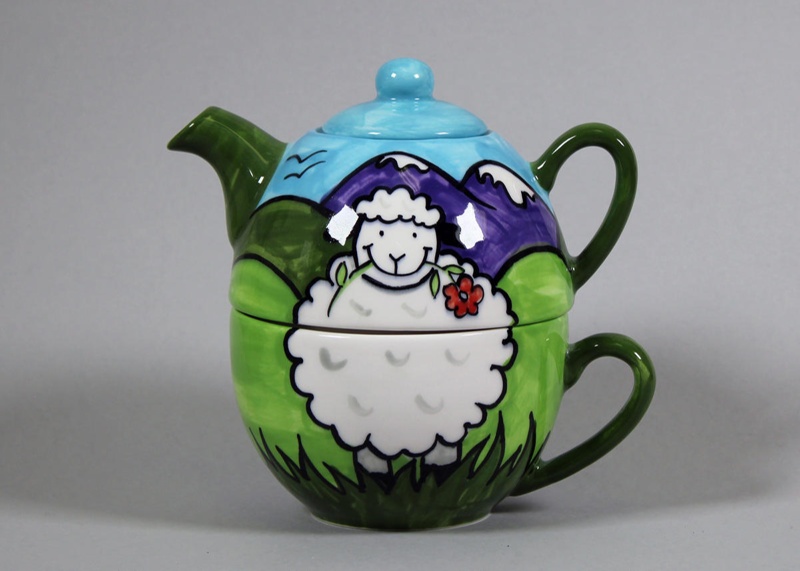Teapot - Sheep; Studio Ceramics NZ Ltd; 2017.1.240