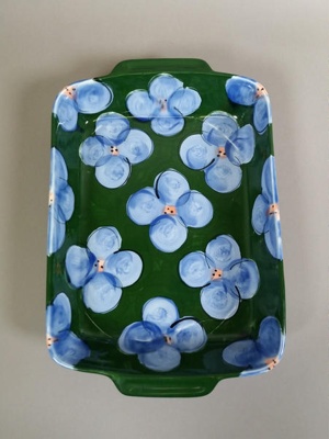 Lasagne dish - Floral pattern; Studio Ceramics NZ Ltd; Circa 1991-Circa 1995; 2017.1.140