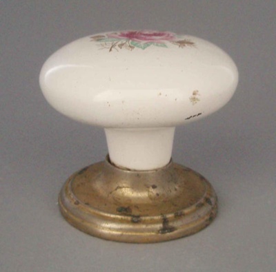 Door handle with rose - Charm pattern; Crown Lynn Technical Ceramics Limited; 1976-1989; 2008.1.689