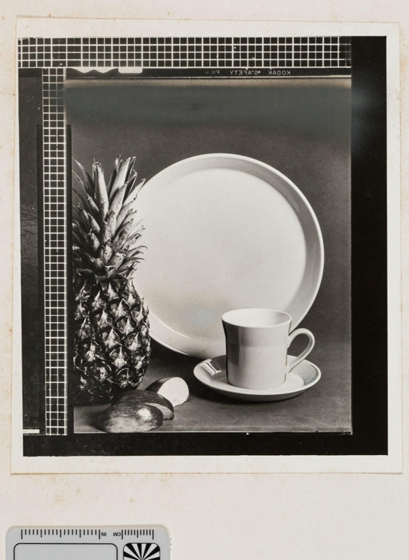 Contact proof - plain cup, saucer and plate, with pineapple; 1970s; 2008.1.2921