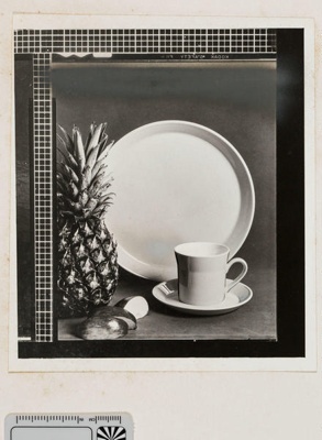 Contact proof - plain cup, saucer and plate, with pineapple; 1970s; 2008.1.2921