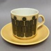 Cup with abstract design and matching saucer.; Crown Lynn Potteries Limited; 1970s; 2016.48.82