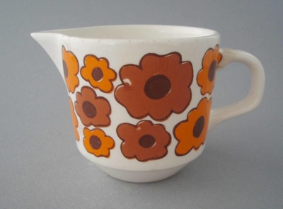 Cream jug - Carnaby pattern; Crown Lynn Potteries Limited; 1967-1975; 2009.1.737