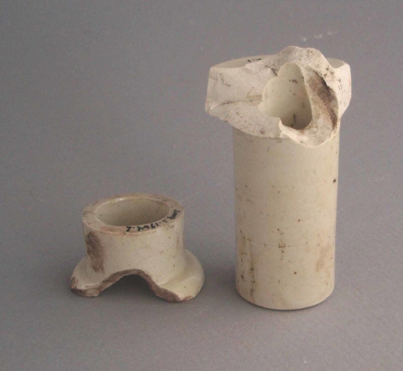 Two electrical insulator fragments; Crown Lynn Technical Ceramics Limited; 1940-1980; 2009.1.1964.1-2