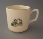 Child's cup - nursery theme; Crown Lynn Potteries Limited; 1948-1955; 2008.1.1301