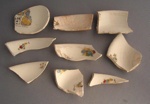 Shards - nursery ware; Crown Lynn Potteries Limited; 1948-1955; 2009.1.1688.1-9