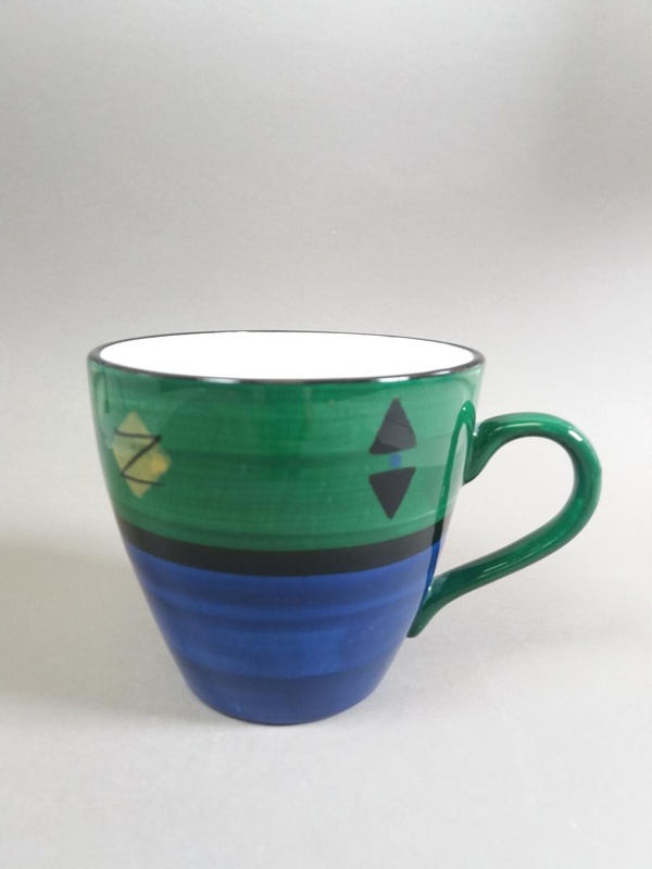 Mug - Metro pattern; Studio Ceramics NZ Ltd; 1998-2004; 2017.1.115