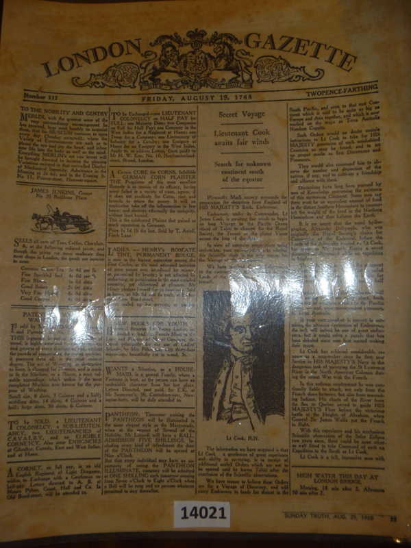 Reproduction Of The London Gazette Of August 19th 1768 Sunday Truth Reproduction of the london gazette of august 19th 1768 sunday truth