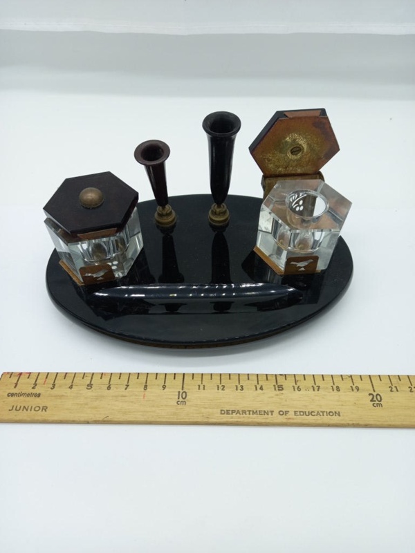 Pen desk set with inkwells; 2024.11 | eHive