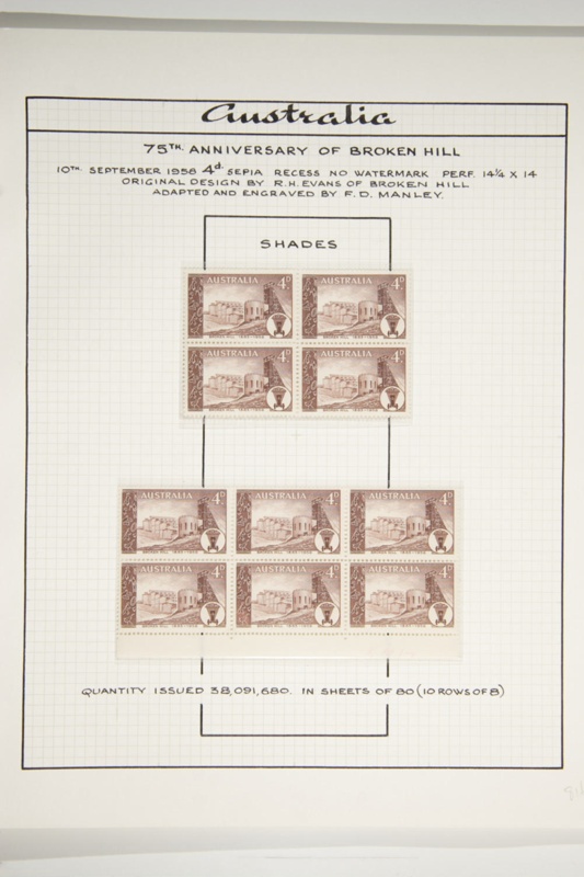 Page 816, 1958 75th Anniversary of Broken Hill Mint blocks of 6 and 4