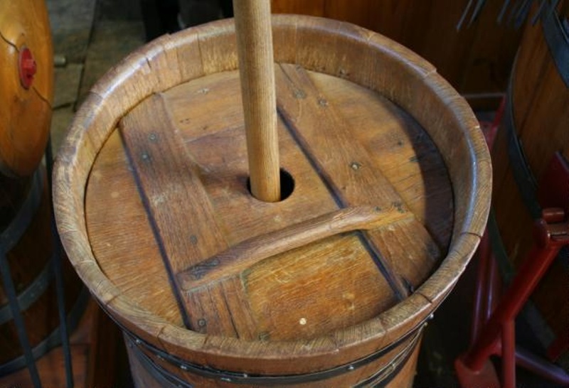 Butter Churn, dash, wooden barrel and iron bands with dasher on eHive