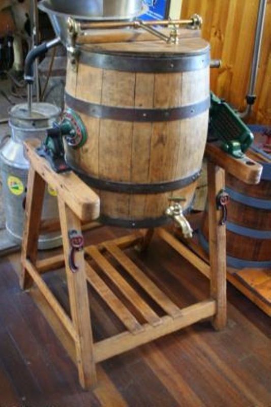 Butter Churn, "Diaphragm" (end over end), vertical barrel on stand
