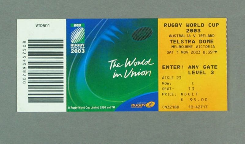 Rugby union match ticket - Australia v Ireland, 2003 Rugby World Cup