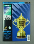 Rugby union match program - Australia v Ireland, 2003 Rugby World Cup; Unknown; 2003; M12106.2