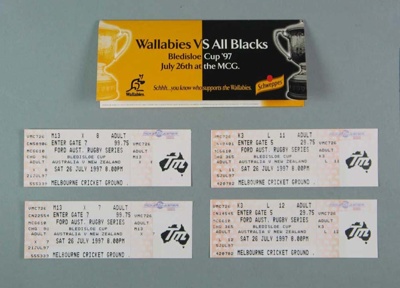 Rugby union ticket folder and tickets, 1997; Unknown; 1997; M16088